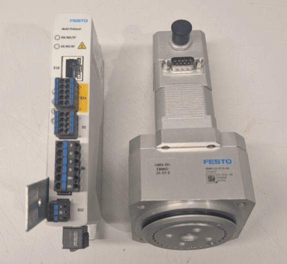 Festo CMMT-ST servo drive and ERMS-25-ST-E rotary stage