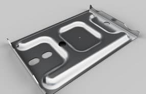 A highly glossy metal bracket